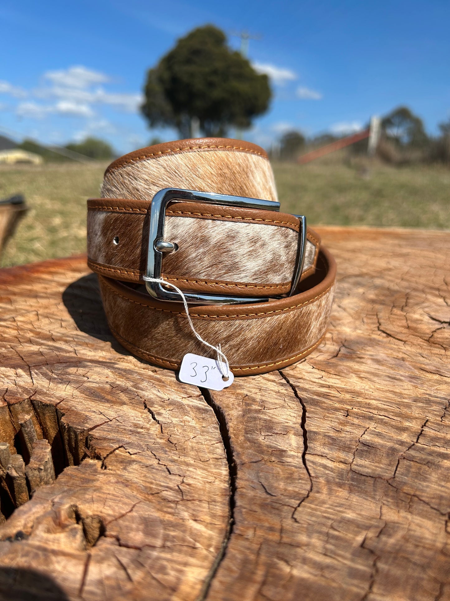 Cowhide Belt 17 - Tan 33"