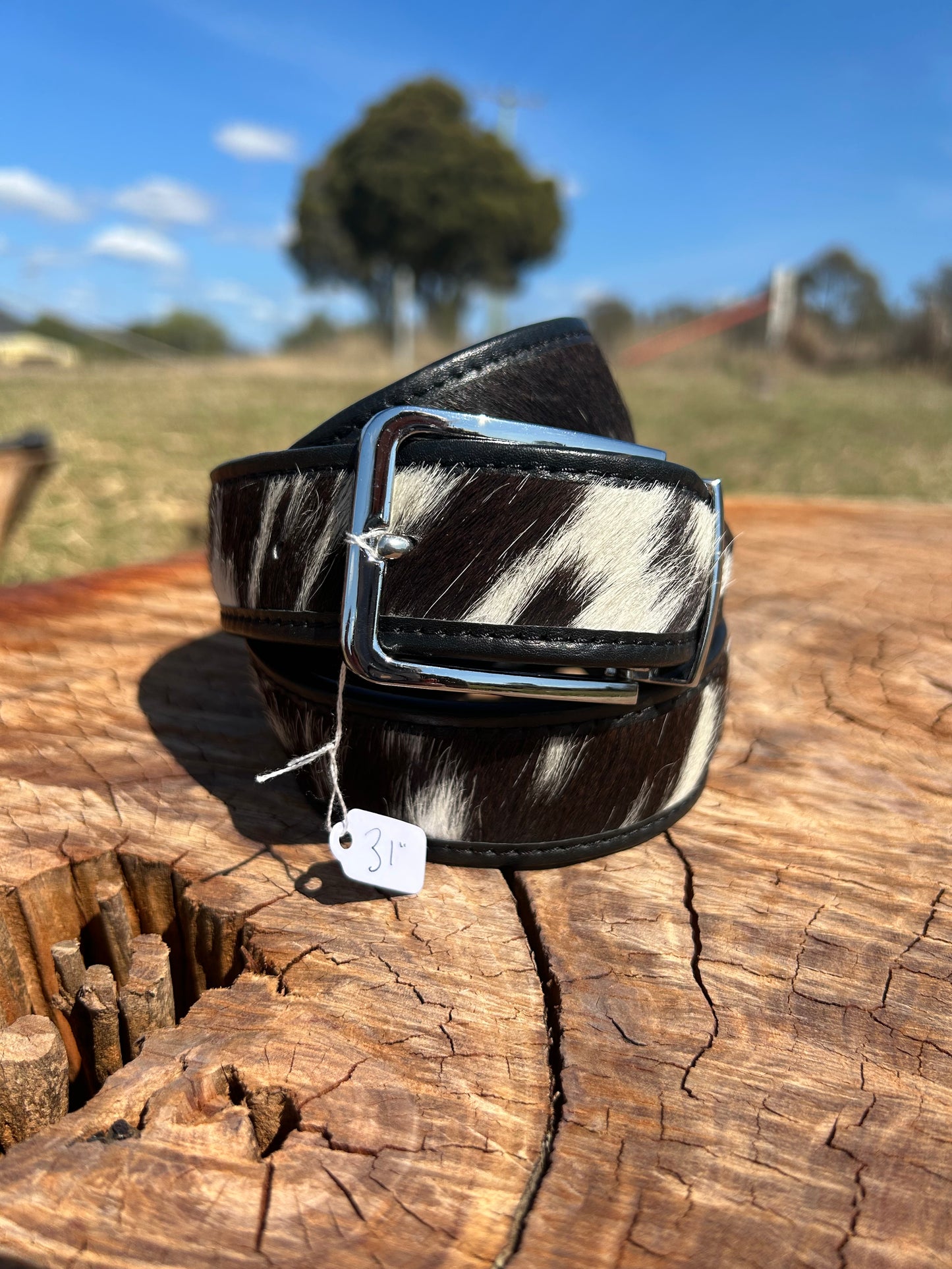 Cowhide Belt 19 - Black 31"