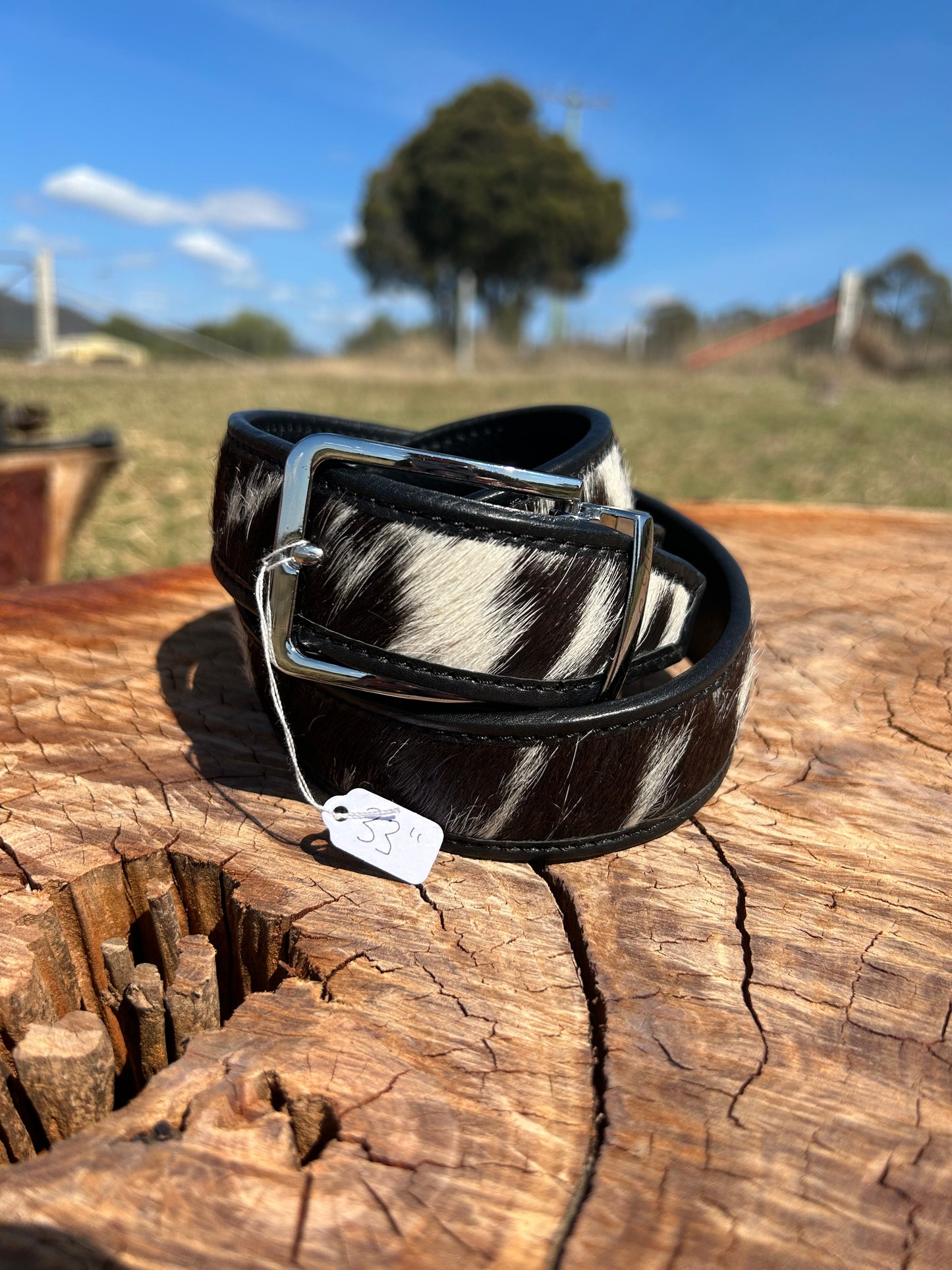 Cowhide Belt 21 - Black 33"